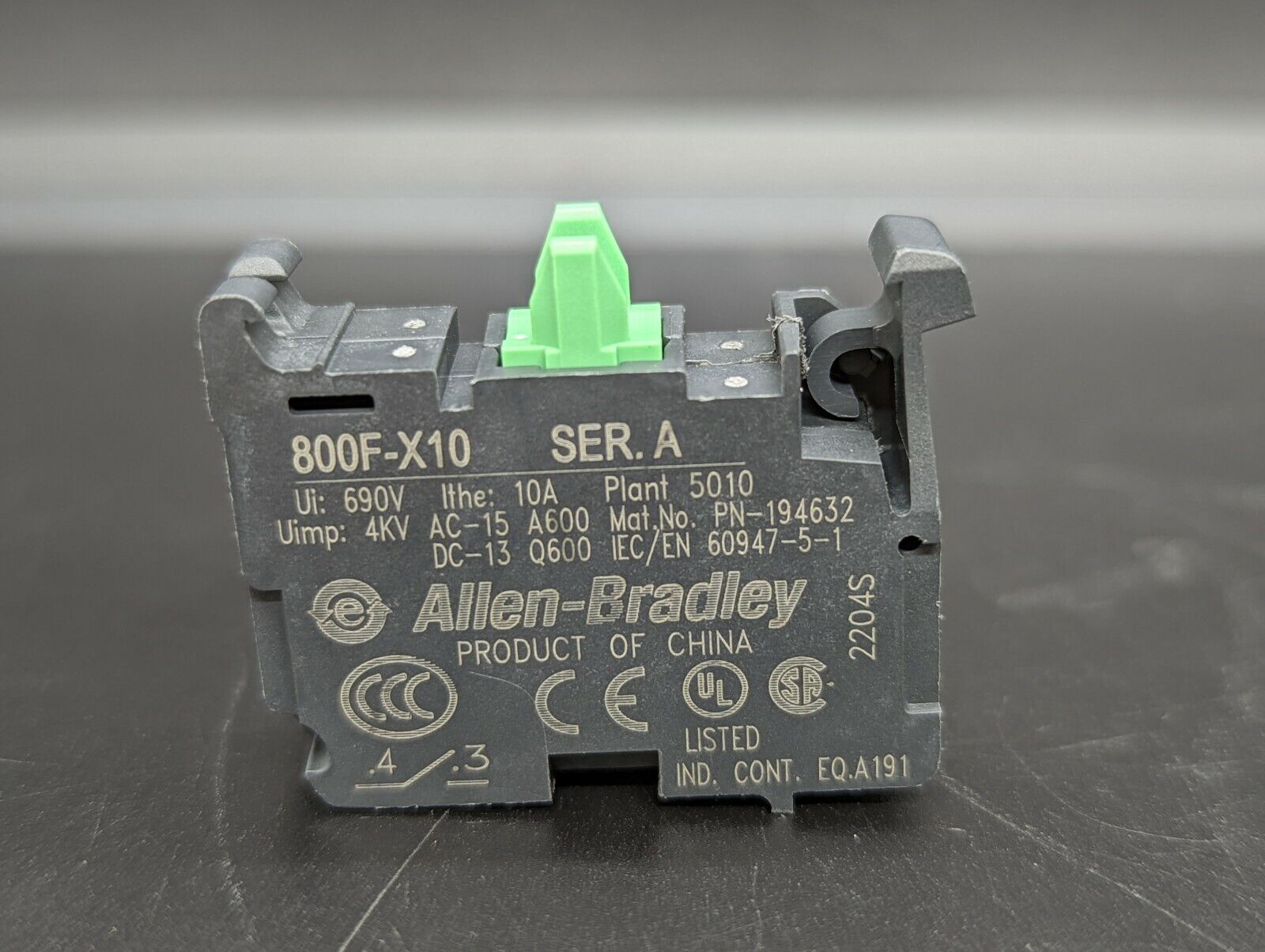 A/B CONTACT BLOCK NORMALLY OPEN 22MM - 800F-X10 ALLEN-BRADLEY